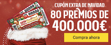 Cupón Extra de Navidad de la ONCE. 80 premios de 400.000 €. Compra ahora.