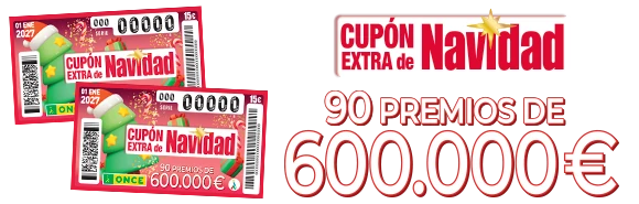Cupón Extra de Navidad. Por solo 15€. 90 premios de 600.000 €.