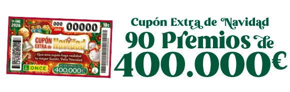 Cupón Extra de Navidad. Por solo 10€. 90 premios de 400.000 €.