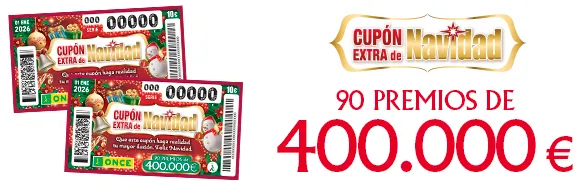 Cupón Extra de Navidad. Por solo 10€. 90 premios de 400.000 €.