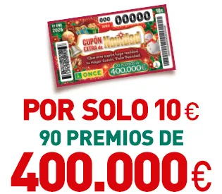 Cupón Extra de Navidad. Por solo 10€. 90 premios de 400.000 €.