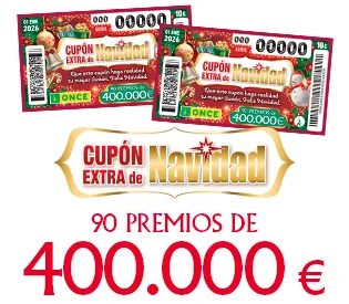 Cupón Extra de Navidad. Por solo 10€. 90 premios de 400.000 €.