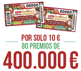 Cupón Extra de Navidad. Por solo 10€. 80 premios de 400.000 €.