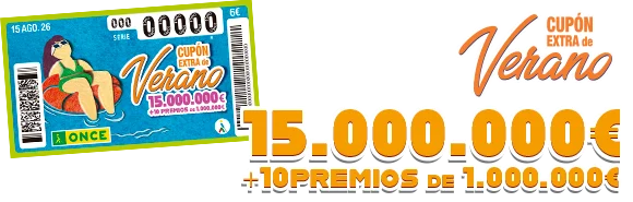 Cupón Extra de Verano. 15.000.000 € + 10 premios de 1.000.000 €.