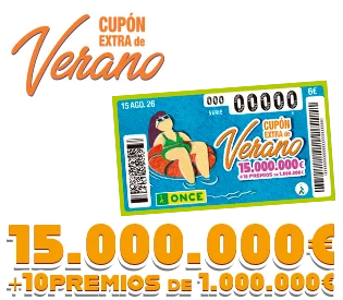 Cupón Extra de Verano. 15.000.000 € + 10 premios de 1.000.000 €.