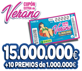 Cupón Extra de Verano. 15.000.000 € + 10 premios de 1.000.000 €.