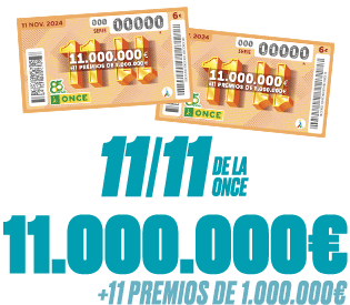 11/11 de la ONCE. 11.000.000 € + 11 premios de 1.000.000 €.