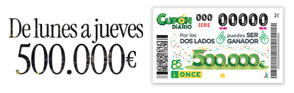 Cupón Diario. 55 premios de 35.000 €. La Paga. 3.000 € al mes durante 25 años.
