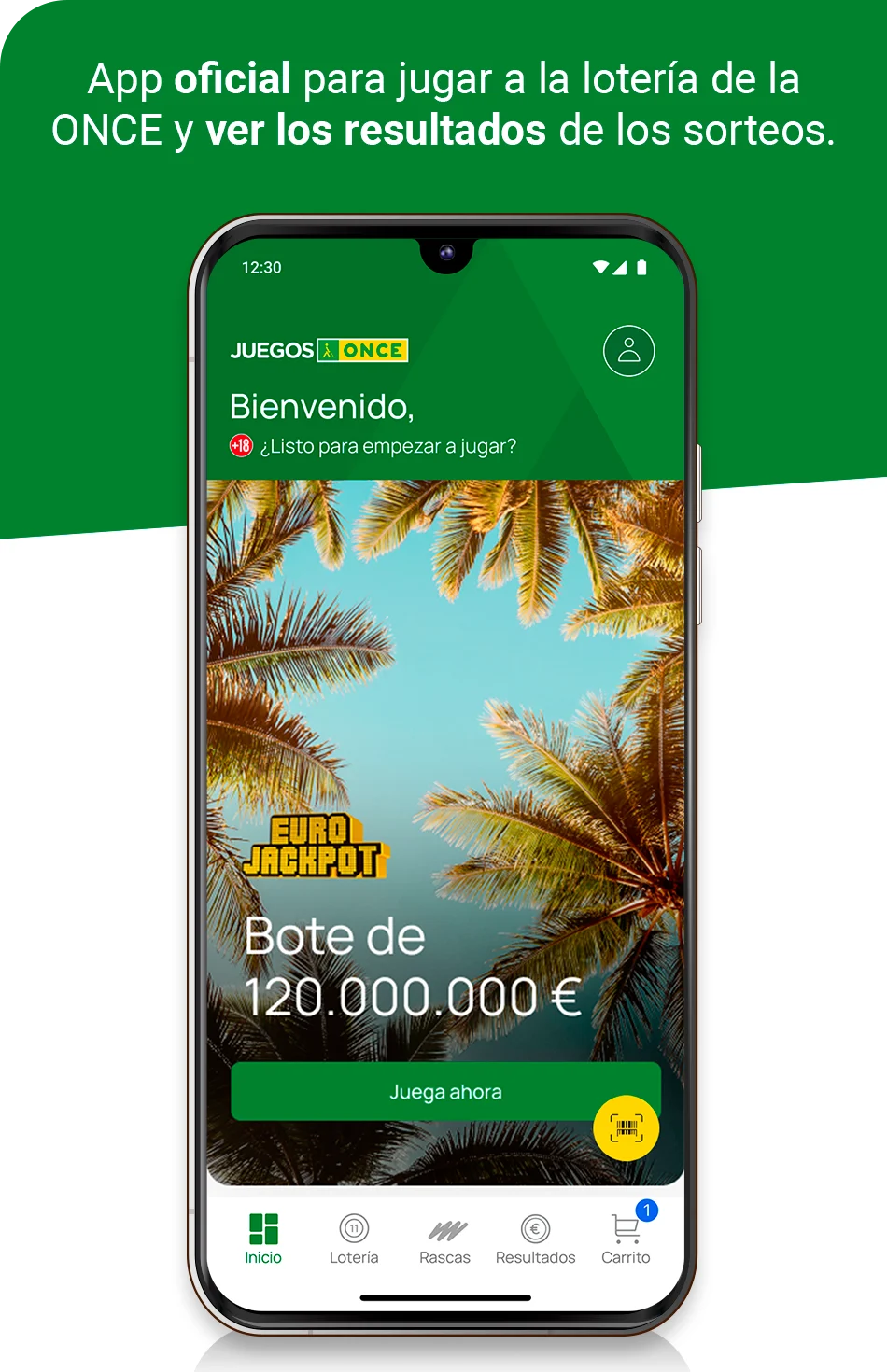 App oficial para jugar a lotería de la ONCE y ver los resultados de los sorteos.
