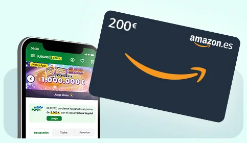 Móvil con fondo de JuegosONCE y Tarjeta Regalo de Amazon