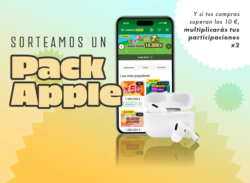 Sorteamos un  Pack Apple. Y si tus compras superan los 10 €, multiplicarás tus participaciones x2.