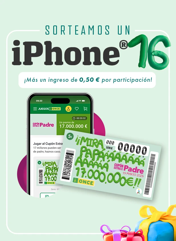 Sorteamos un iPhone® 16 de 256 GB. ¡Más un ingreso de 0,50 € por participación! Participa.