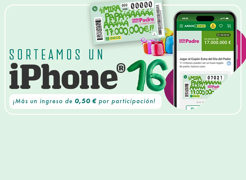 Sorteamos un iPhone® 16 de 256 GB. ¡Más un ingreso de 0,50 € por participación! Participa.