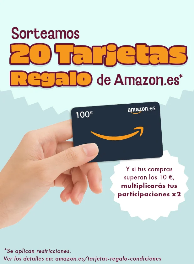 Sorteamos 20 Tarjetas Regalo de Amazon.es de 100 €. Y si tus compras superan los 10 €, multiplicarás tus participaciones x2.