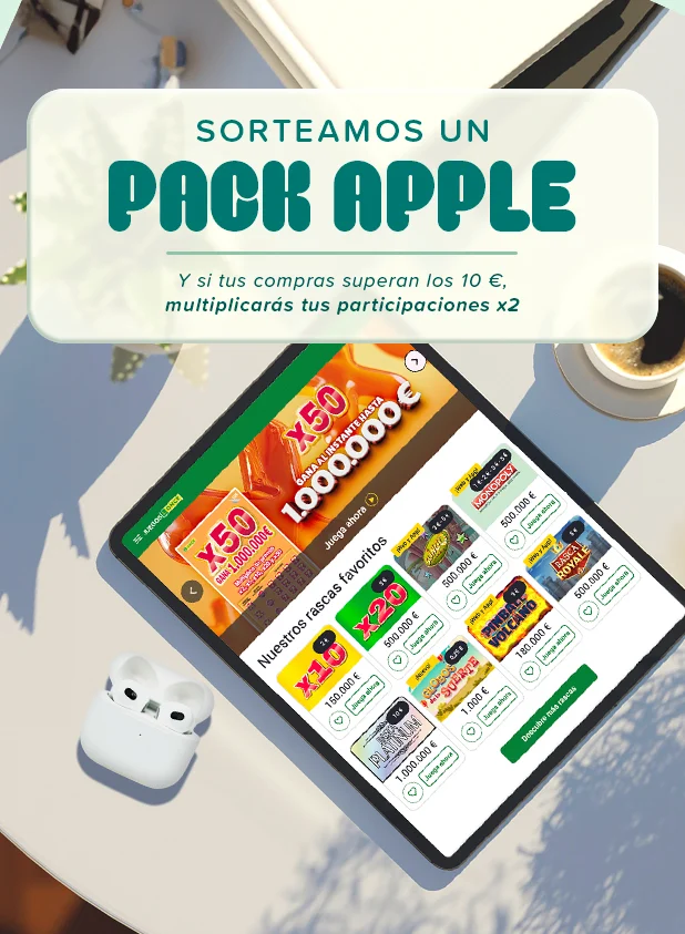 Sorteamos un Pack Apple. Y si tus compras superan los 10 €, multiplicarás tus participaciones x2.