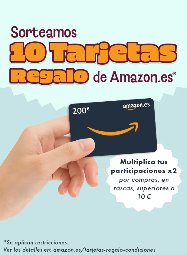 Sorteamos 10 Tarjetas Regalo Amazon.es de 200 € cada una. Multiplica tus participaciones x2 por compras, en rascas, superiores a 10 €