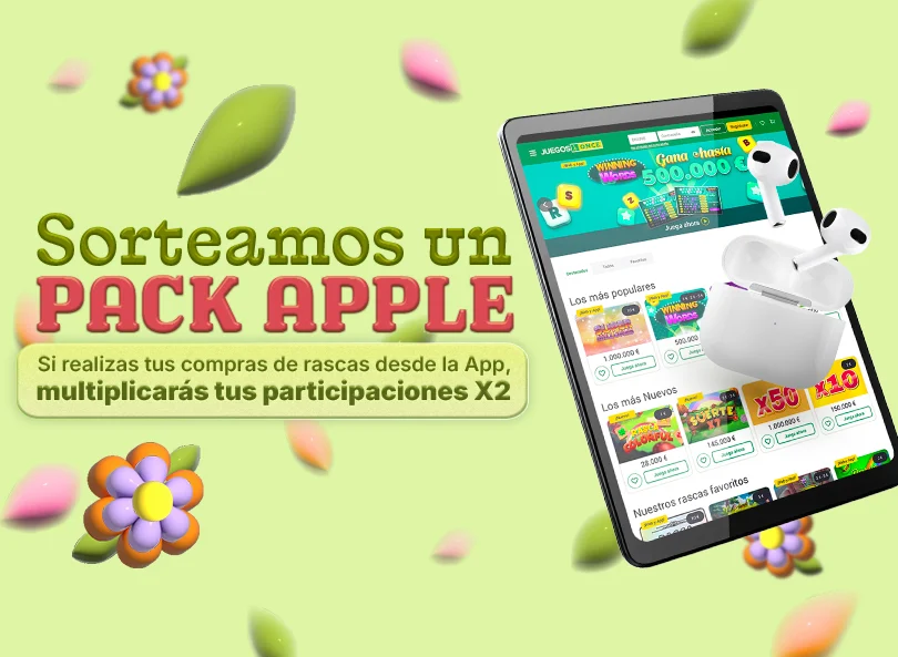 Sorteamos un Pack Apple. Si realizas tus compras de rascas desde la App, multiplicarás tus participaciones x2.