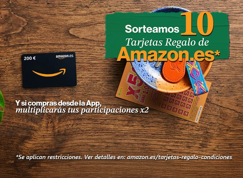 Sorteamos 10 Tarjetas Regalo de Amazon.es*. Y si compras desde la App, multiplicarás tus participaciones x2.